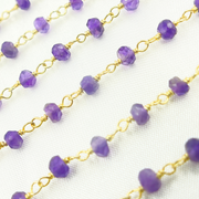 Amethyst Gold Plated 925 Sterling Silver Wire Chain